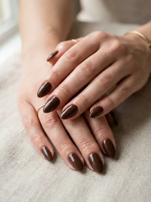 Chocolate brown almond nails