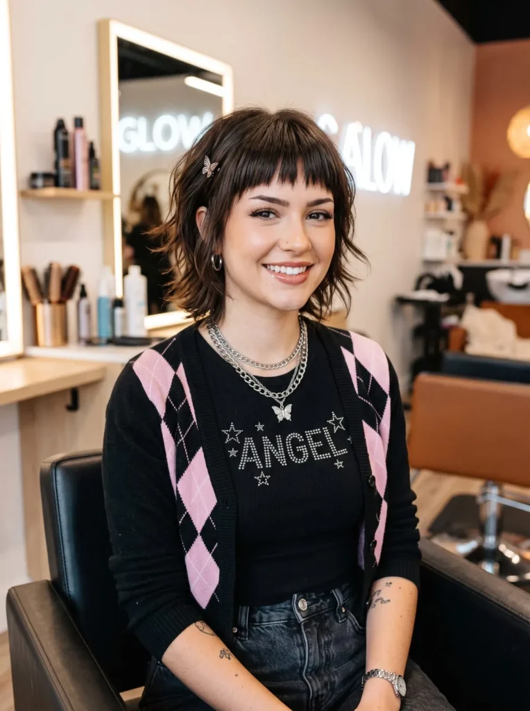Choppy bangs with short layers