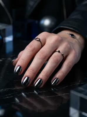 Chrome black nails