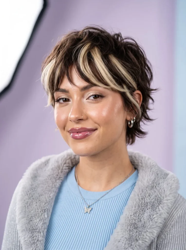 Chunky highlighted pixie cut