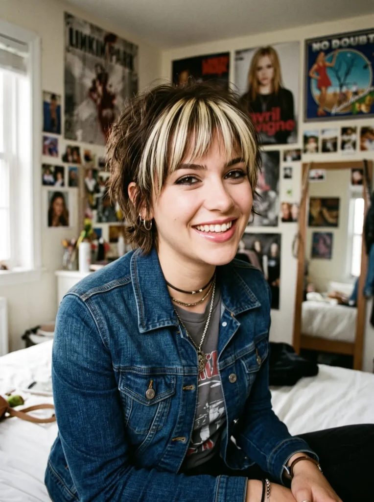 Chunky streaked bangs