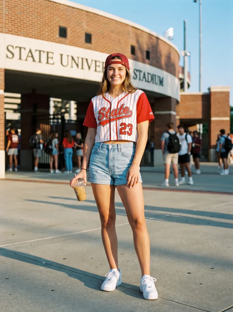 Cropped team tee with high waisted shorts