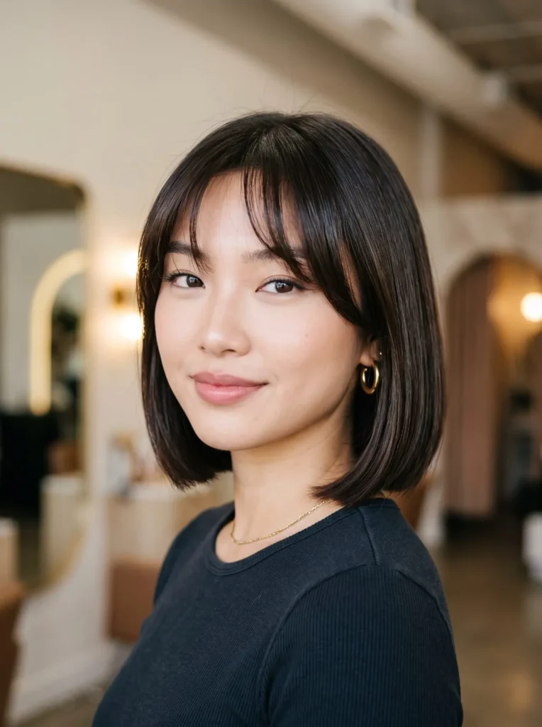 Curtain bangs with short bob