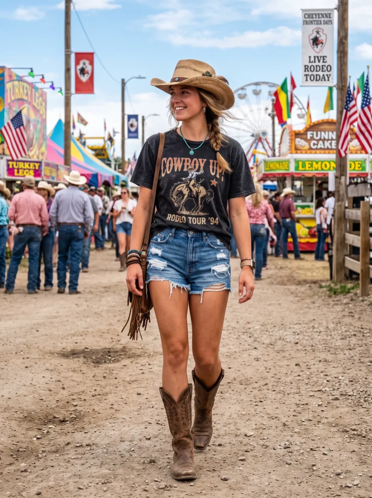 Cutoff shorts and boots