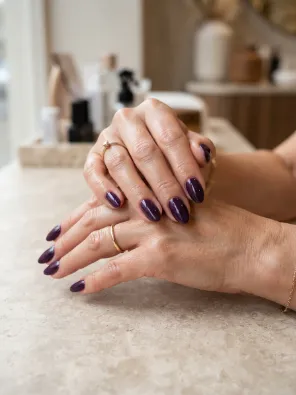 Deep plum nails