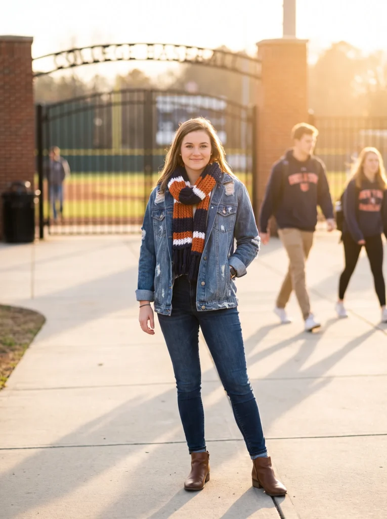 Denim on denim with a team scarf