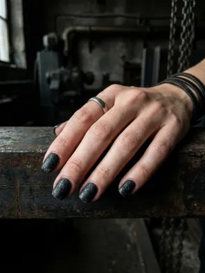 Distressed black nails