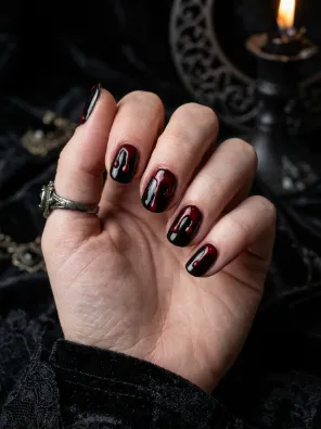 Dripping red nail art