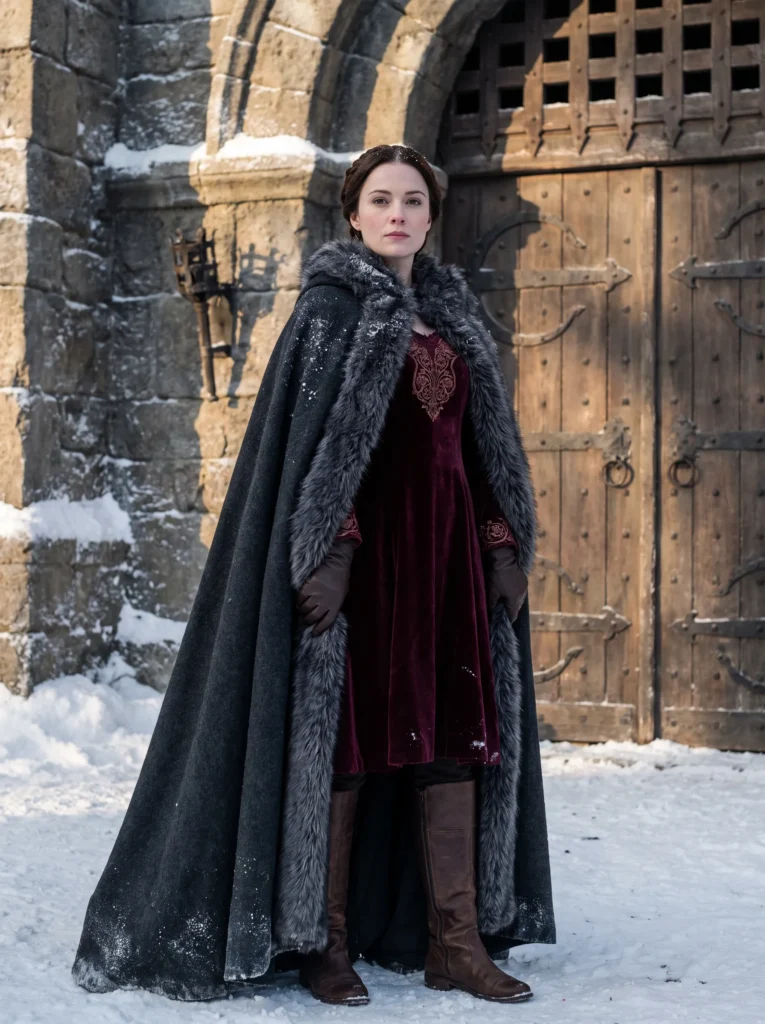 Faux fur trim cloak