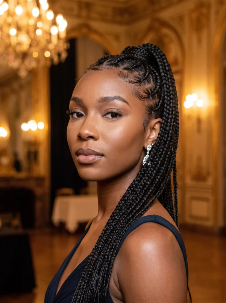 Feed in braided ponytail