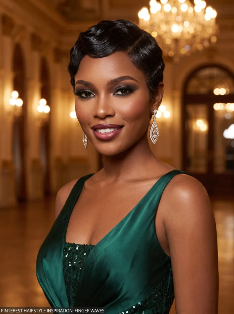 Finger waves on a pixie cut