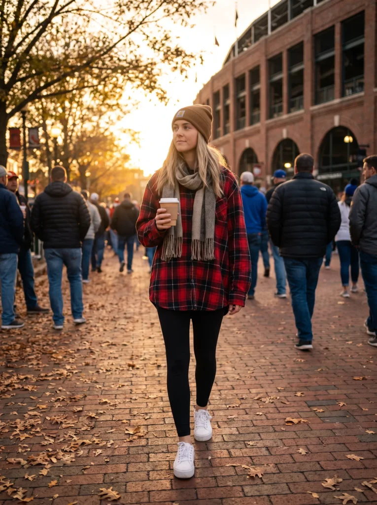 Flannel button up with leggings
