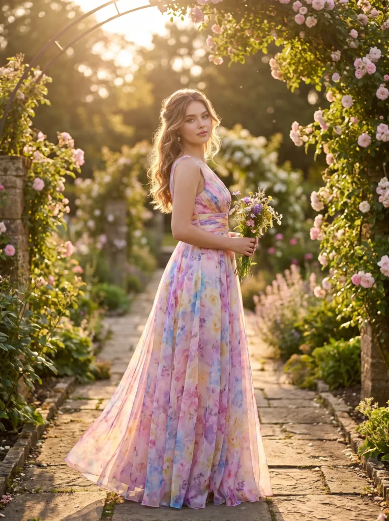 Floral print prom dress