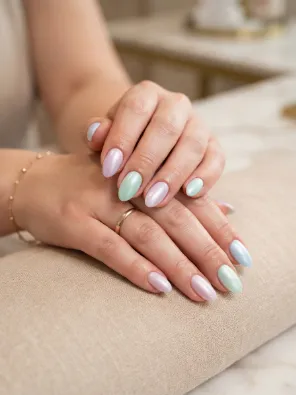 Frosted pastel nails