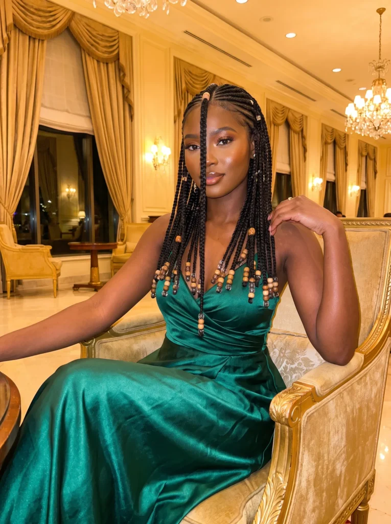 Fulani braids with beads
