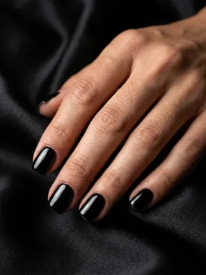 Glossy jet black nails