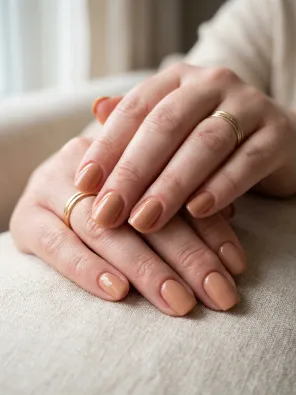 Glossy nude square nails