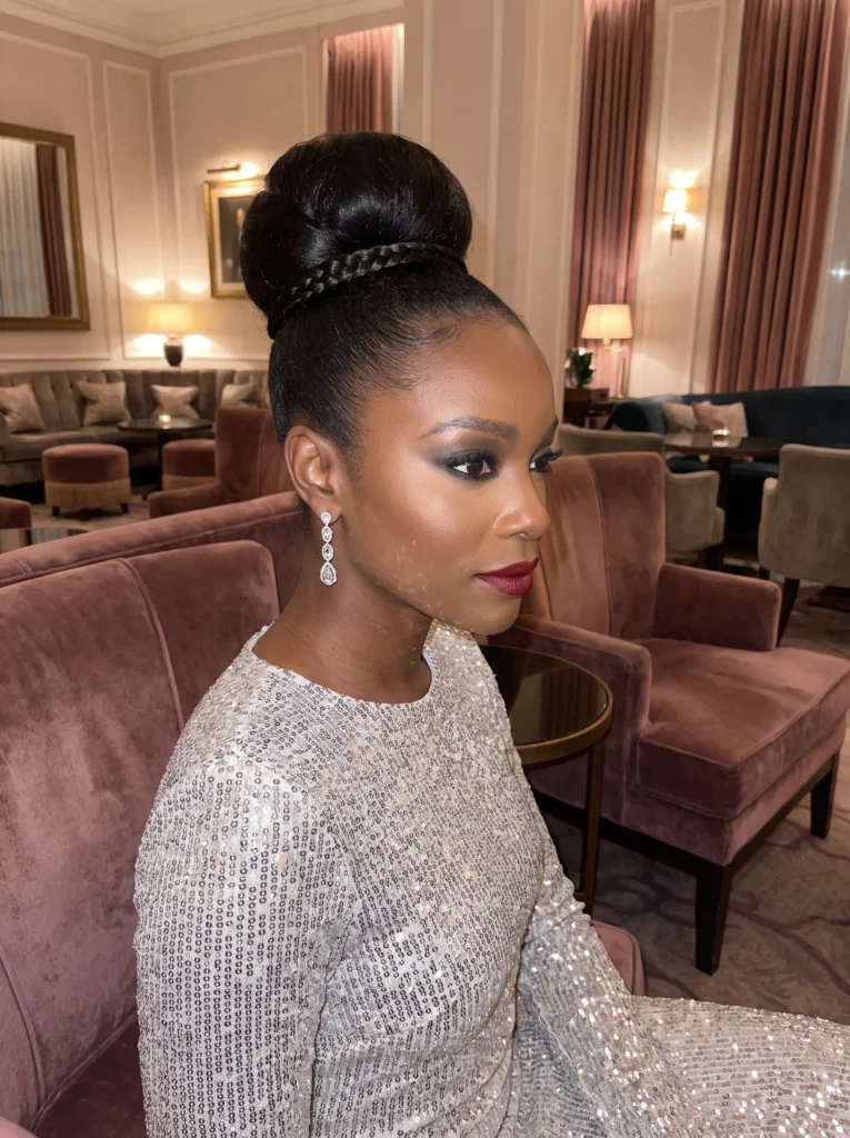 High bun with wrapped braid