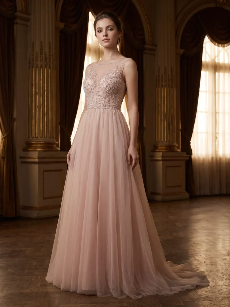 Illusion neckline dress