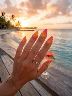 Mango sunset nails