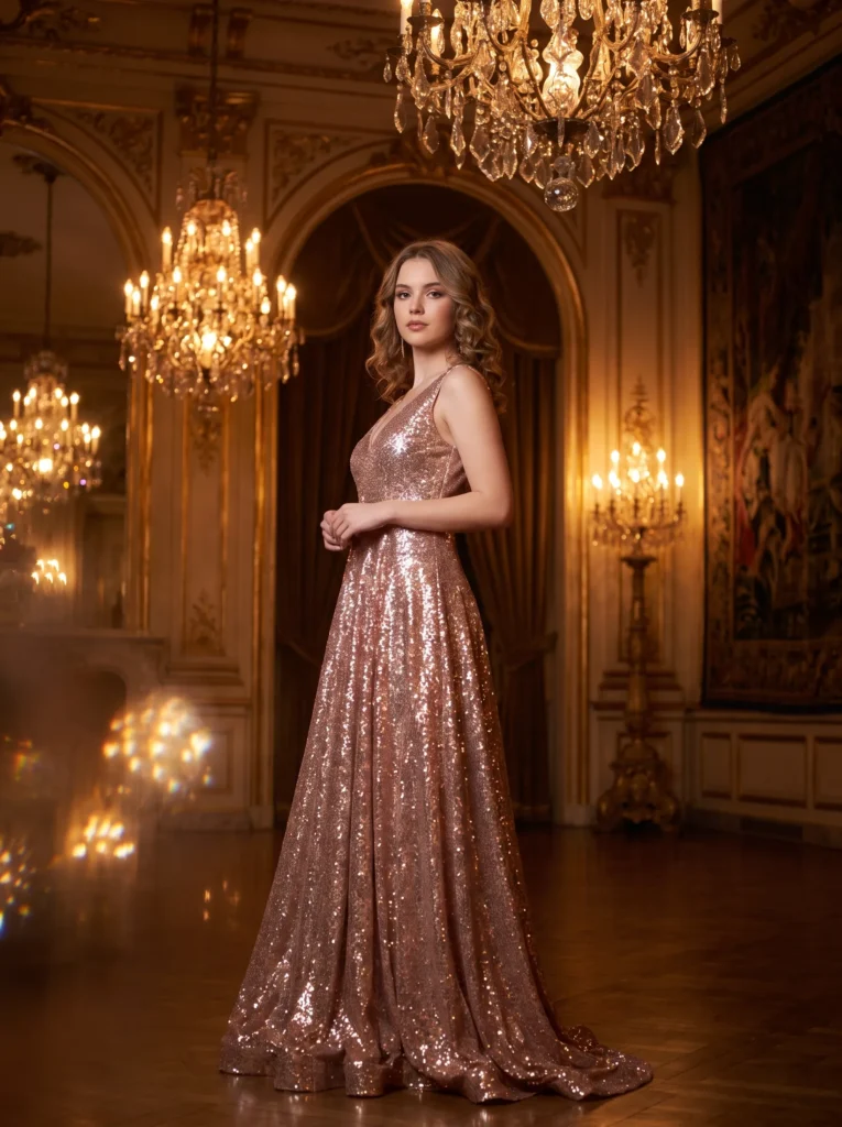 Metallic prom dress