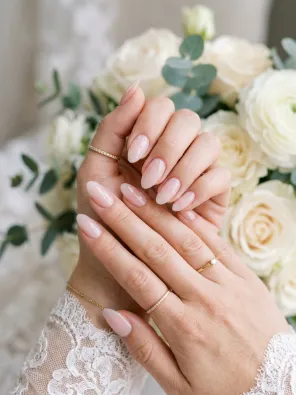 Milky sheer pink nails