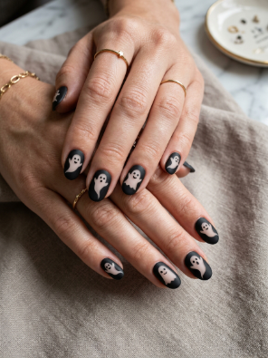 Negative space ghost nails