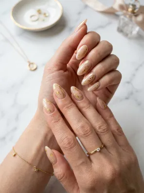 Nude nails with gold foil
