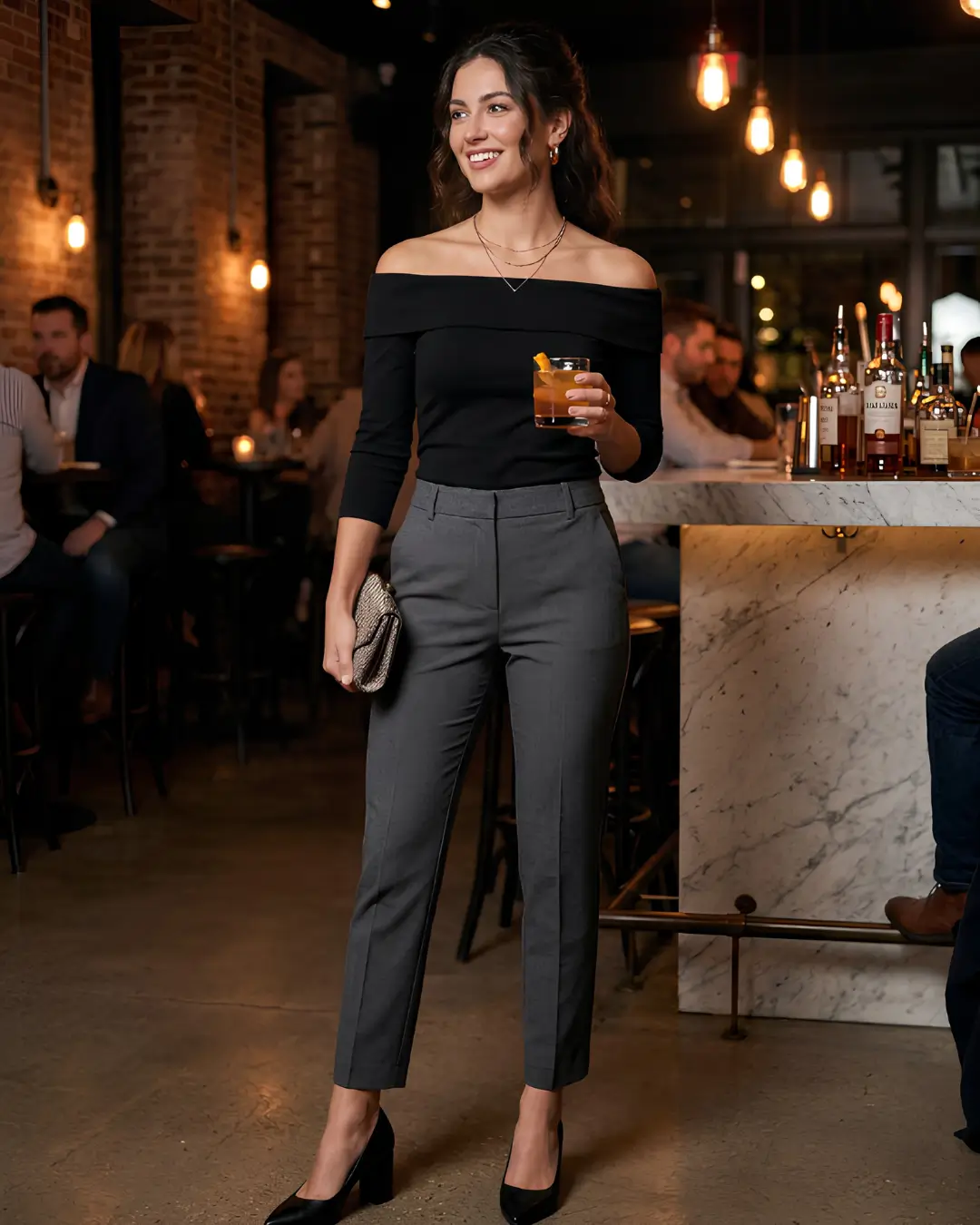 Off Shoulder Top + Tailored Trousers