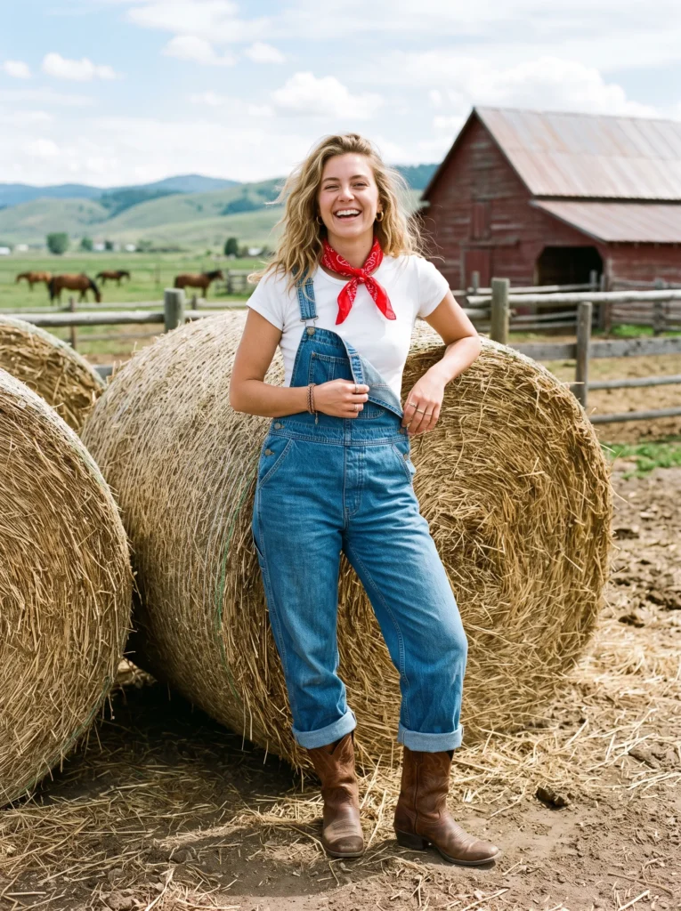 Overalls with a bandana