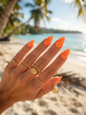 Papaya orange nails