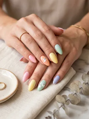 Pastel rainbow ghost nails