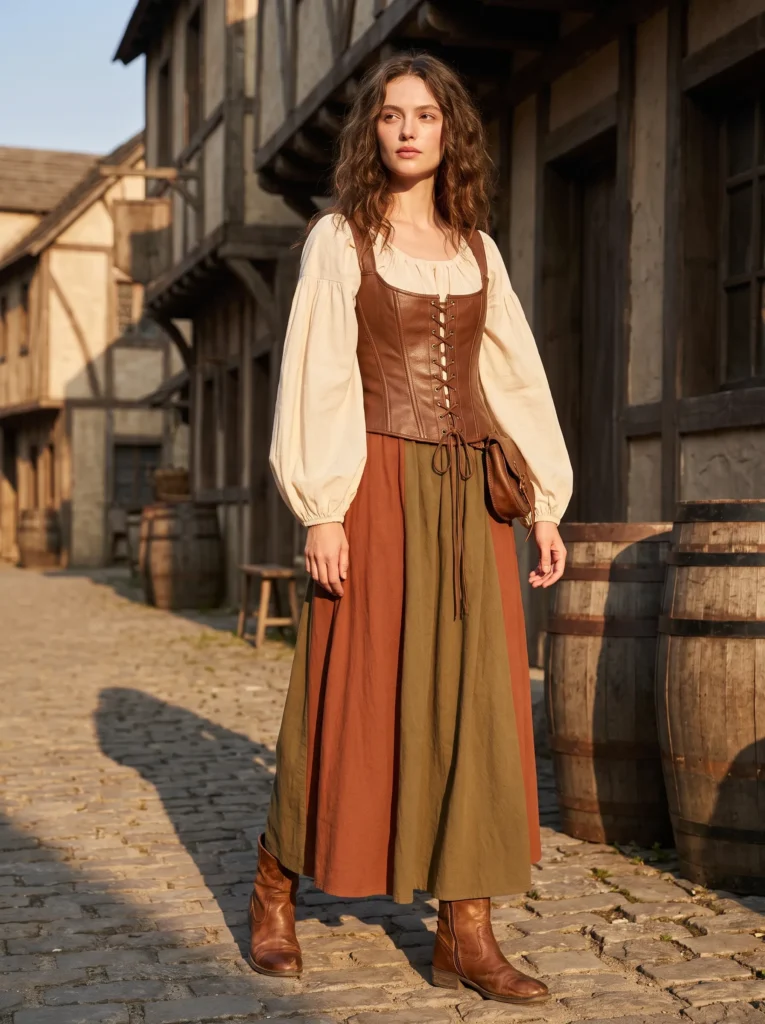 Peasant blouse and corset combo