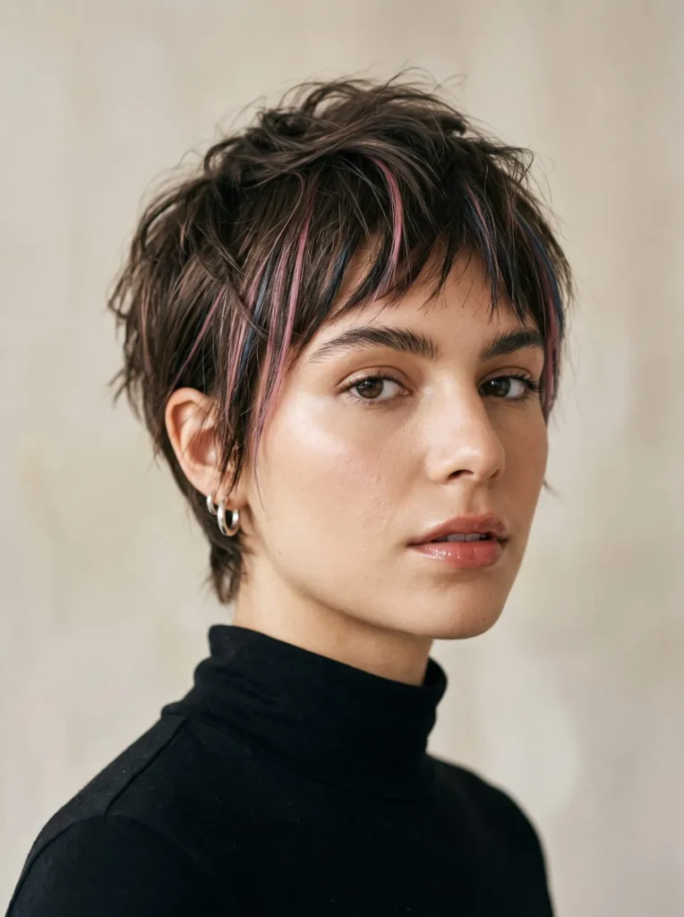 Pixie with colored streaks