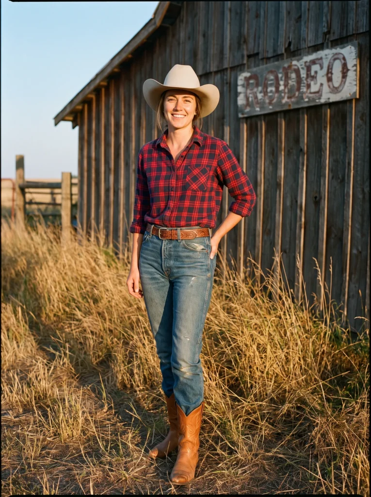 Plaid shirt and jeans
