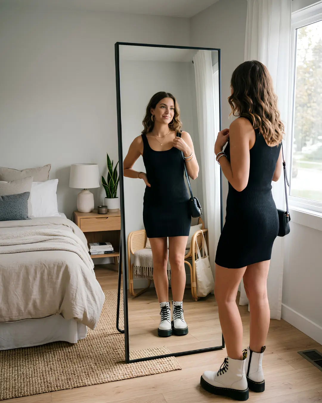 Platform Boots + Mini Dress