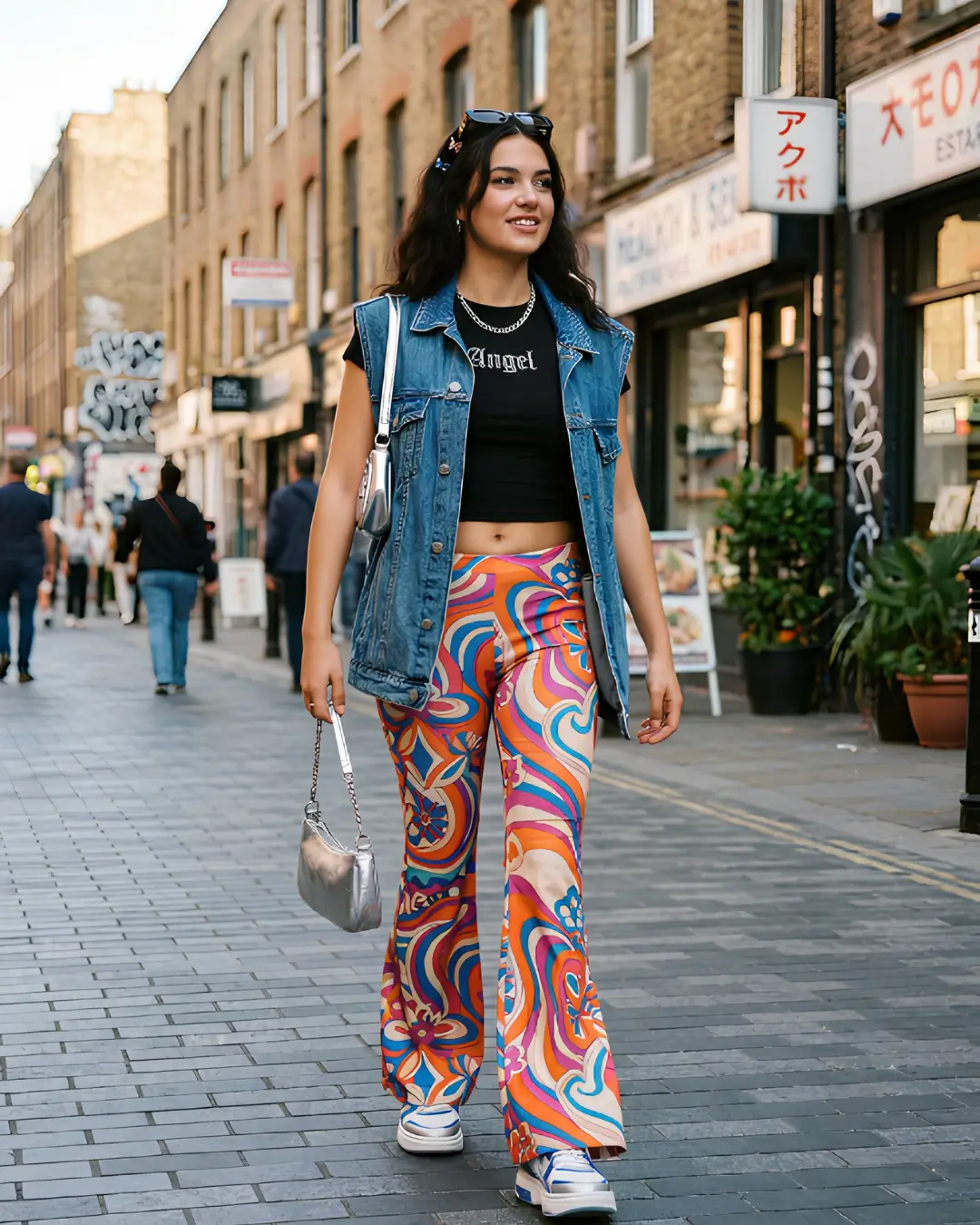 Printed Flare Trousers