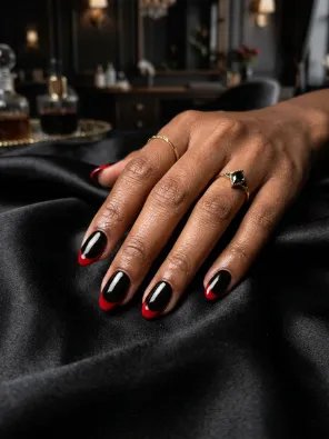 Red french tips on black base