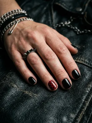 Red and black checker nails
