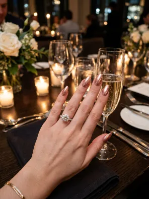 Rose gold shimmer nails