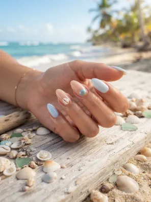 Seashell accent nails