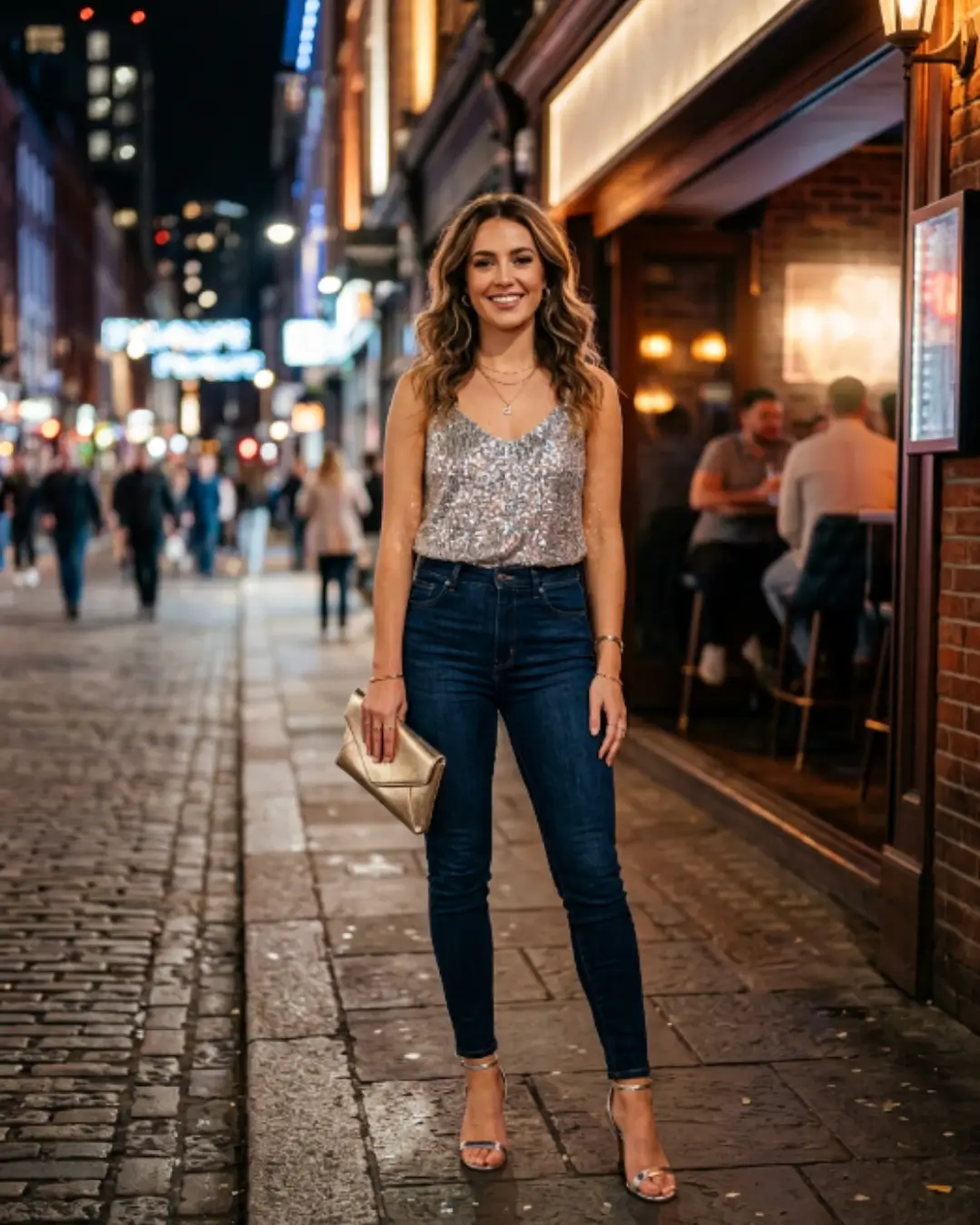 Sequin Top + Jeans