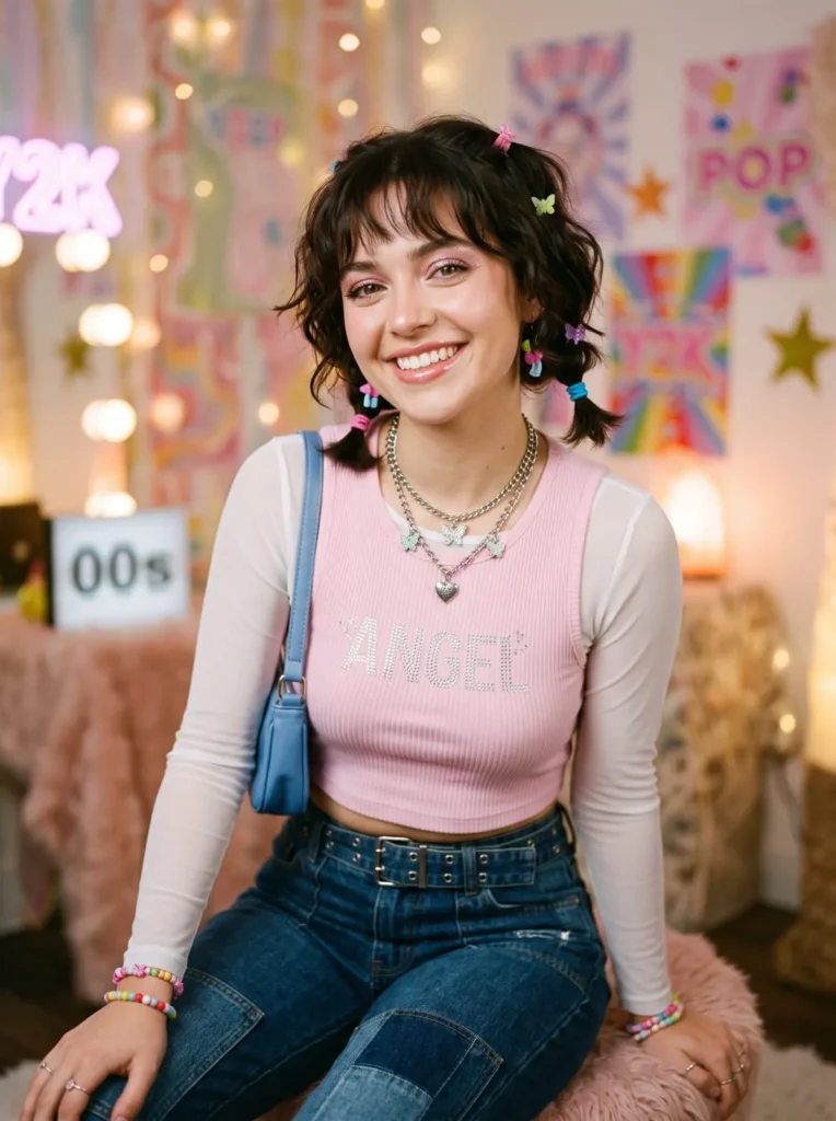 Short hair with low pigtails