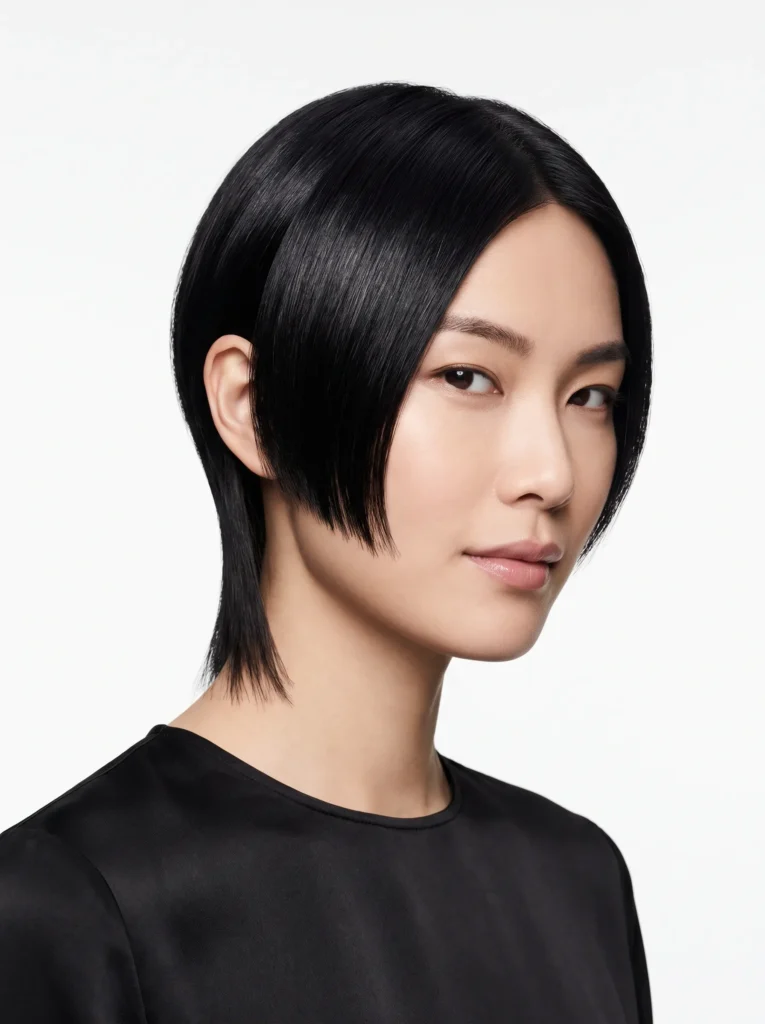 Sleek straight mullet