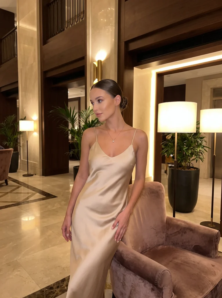 Slip style satin dress