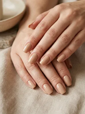 Soft beige squoval nails