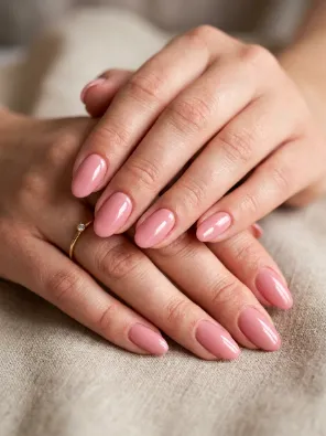 Soft pink oval nails