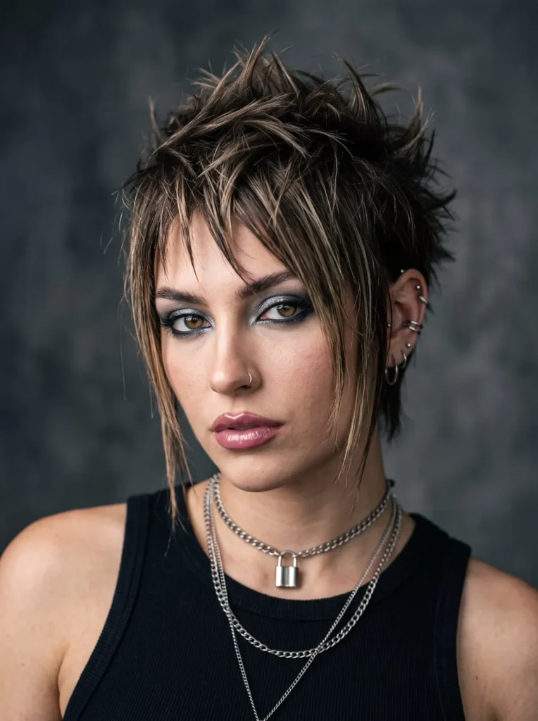 Spiky pixie with face framing pieces