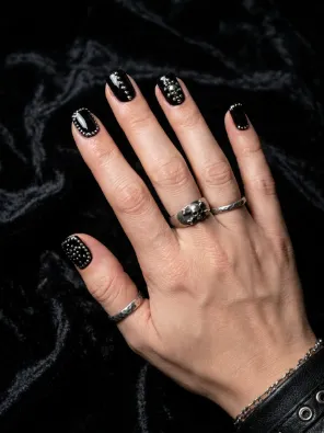 Studded black nails