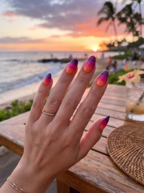 Sunset stripe nails
